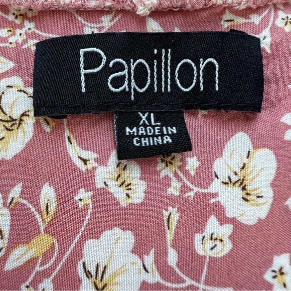 Papillon Floral Babydoll Tea Rose Flutter Sleeve Mini Summer Dress SZ XL - Jr - Picture 5 of 12